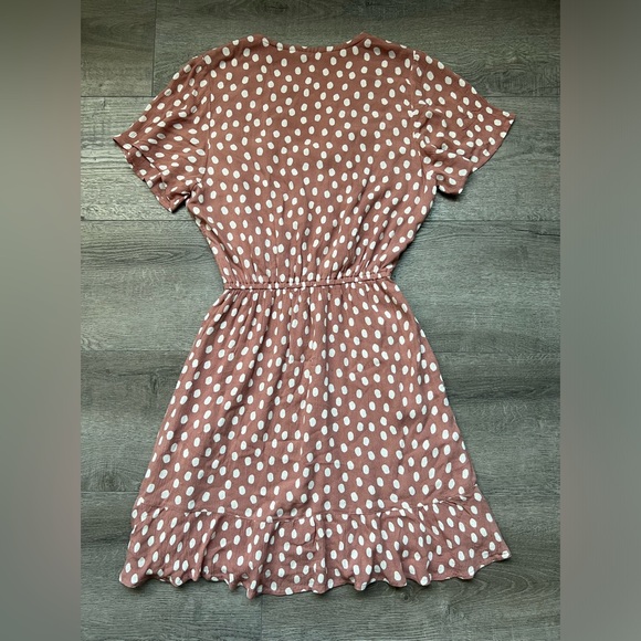 Abercrombie&Fitch Mini Dress|Color:Mauve Pink Polka Dot|Size:Juniors XL T(12-14) - Picture 2 of 16
